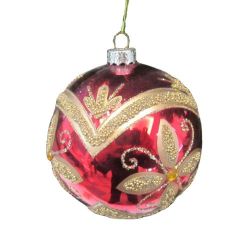 wholesale factory cheap and top-grade 10cm shiny red painted glass christmas glass ball