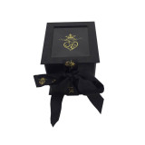Custom Packaging Fancy Paper Romantic Black ribbon closure Folding Candle Box Packaging Luxury with PVC Window
