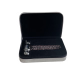 Luxury shiny metallic matt silver leather cover book shape design jade roll packing box with rhinestone