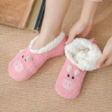 Autumn and Winter Coral Velvet Floor Socks Adult Non-Slip Shoes and Socks Thickening Plus Velvet Warm Indoor Three-Dimensional C
