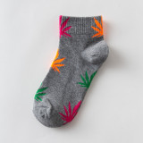 Hemp Leaf Skateboard Women Socks Couple Trendy Men Cotton Boat Socks