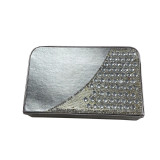 Luxury shiny metallic matt silver leather cover book shape design jade roll packing box with rhinestone