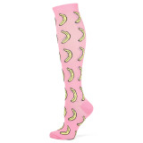 Custom Leg Support Stretch Compression Stockings Outdoor Sport Compression Socks Fruits Pattern Below Knee Socks Long Socks Stoc
