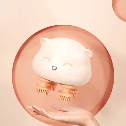 Trending Products 2021 New Arrivals Cute Cat Pink Head Massager Wholesale Waterproof Electric Recharable Scalp Massager