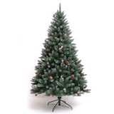 240cm Luxury Decorative PVC PE mixed Christmas tree with Pinecone and red berry