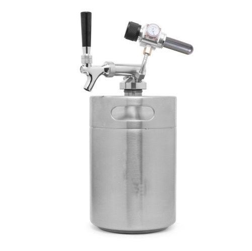 Passivated single wall homebrewing stainless steel 5L mini beer keg with CO2 tapping system