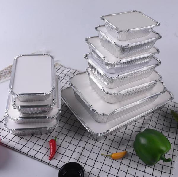 Fast Disposable Food Takeaway Foil Box Aluminum Foil Tray Container Size For Sale