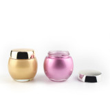 Luxury 50g 70ml 4oz UV rose gold and white ball shape glass body oil packaging jar cream cosmetic container with aluminum lid