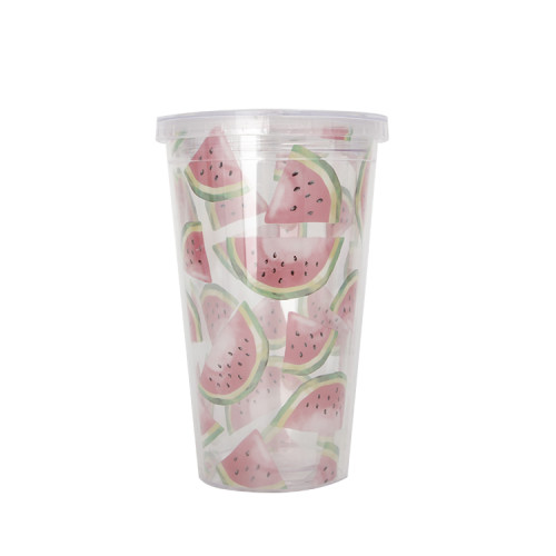 2021 New Arrive BPA Free Classic Double Wall Insulted Strew 16OZ Coffee Plastic Water Tumbler Cups With Lid