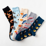 Harajuku Street  Casual Happy Socks Men Autumn Winter Cotton Cartoon Fish Shrimp Shellfish Wedding Socks Christmas Gifts