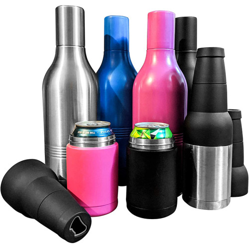 12oz bpa free eco friendly custom logo portable stainless steel vacuum insulated beer bottle holder can cooler with opener