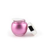 Luxury 50g 70ml 4oz UV rose gold and white ball shape glass body oil packaging jar cream cosmetic container with aluminum lid