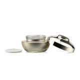 Custom empty lotion container  golden matte  glass cosmetic 30 50 ml glass jar with metal lid for face cream