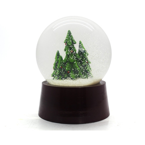 Custom Christmas Theme Snow Globe Wooden Base Water Globe