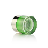 Custom glass container 1 1.7 fl oz 30g 50g matte green cosmetic jar for skin cream with plastic lid for cream