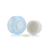 Empty face eye cream jar 50ml 1oz blue frosted cosmetic cream jar with white metal aluminum lid
