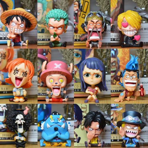 9-12cm 16pcs One Piece Q Version Action Figure Collection Toys Resin Figure