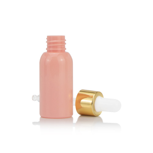 Luxury 30 ml 1 ounce empty beard oil packaging serum pet pink dropper pippete bottles with thin tip head drop