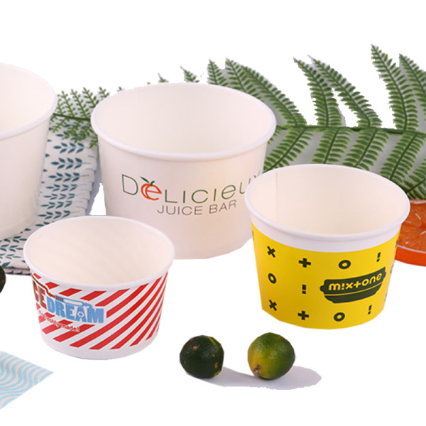 Hot sell disposable biodegradable eco friendly sustainable ice cream paper packaging container box with plastic lids tubs