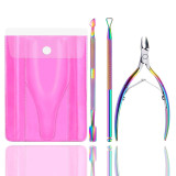 Cuticle Nipper and Pusher Set Nail Nippers Stainless Steel Cuticle Trimmer Cutter Dead Skin Remover Fingernails Care