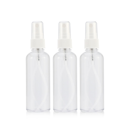 Clear round large size essential oil perfume serum moisture plastic bottle with mist spray for cosmetics packaging