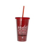 Hot Sale BPA Free 16oz  Double Wall Plastic Insulted  Coffee Tumbler With Straw