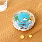 Wholesale Stock High Quality Round Alarm Clock Pill Case Portable Rotate Pill Storage Cases
