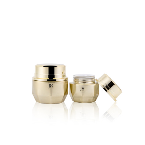 Unique 30 50 g 1 oz empty gold facial cream containers cosmetic glass jar eco gold  for cosmetic cream with plastic caps
