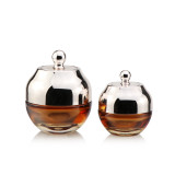 Wholesale customize luxury 20g 50g empty glass jar with electroplating screw cap for cosmetic packaging