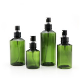 Empty green slanted shoulder 30ml 60ml 100ml skin care lotion plastic bottle for cosmetic packaging