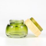 Eco friendly 1oz 50ml green shading glass skin care packaging jar skin cream cosmetic packaging for flower and plant facial