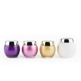 Luxury 50g 70ml 4oz UV rose gold and white ball shape glass body oil packaging jar cream cosmetic container with aluminum lid