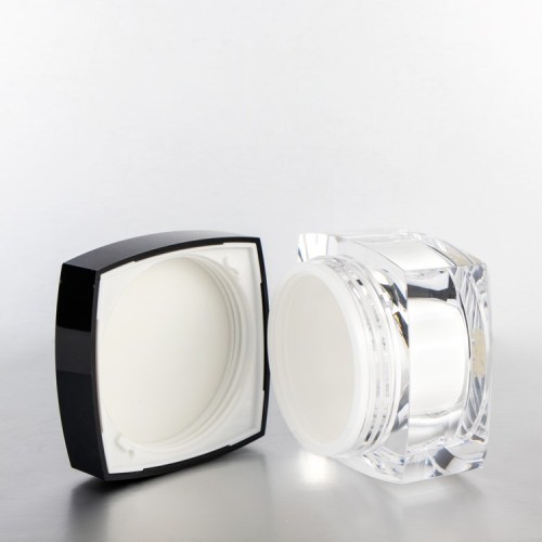Transparent 50ml face cream square glass jar for cosmetics make up