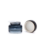 Refillable 50 g 1.5 fl oz empty round face cream gel container jar black glass cosmetic packaging with screw lids