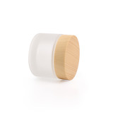 Premium 20 30 50 g empty cylindrical matte cosmetic container eye cream green glass jar bamboo with lids