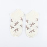 Women leopard jacquard cotton shallow mouth socks animal cute low cut socks wholesale