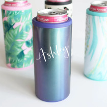 12 oz wholesale customized logo printing glitter stainless steel slim can cooler