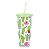 24oz double wall insulated clear plastic Sublimation water tumbler cups travel
