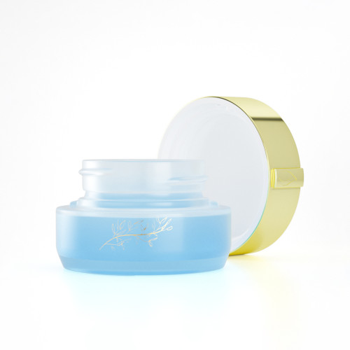 Luxury 30ml 50g 1 fl oz cosmetic packaging blue containers skincare cream black glass cream jar with lid