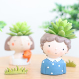 Garden Flowerpot Create Design Human Face Vase Decor Cute Doll Resin Artificial Potted Plants Wholesale Succulent Plant