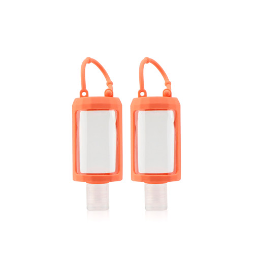 Eco friendly 30ml 1oz  portable mini size PET water free hand wash small sanitizer liquid bottles with silicone holder