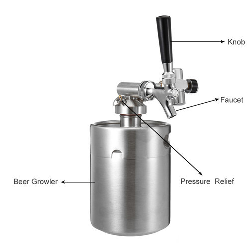 homebrew container 64oz /128oz  stainless steel beer mini keg 2 l growler with spear and  screw cap