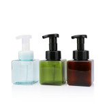 250 450 ml Square shape blue pump cosmetic package PET soap liquid foaming bottle plastic bottle for Skin care