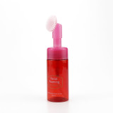 Luxury 100 150 200 ml cosmetic white facial wash foaming packaging brush foam pump bottles 60 ml with silicone brush