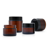 5 10 15 20 30 50 100 g 1 oz empty round lotion skin care face cosmetic containers amber glass cream jar with lids