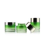 Custom glass container 1 1.7 fl oz 30g 50g matte green cosmetic jar for skin cream with plastic lid for cream