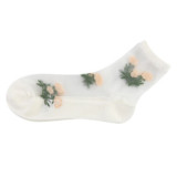 Women summer roses jacquard glass silk stockings breathable ankle socks ultra-thin crystal socks  wholesale factory