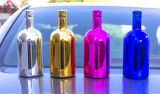 Gold Liquor glass bottle 750ml 500ml empty UV electroplated frosted glass bottle