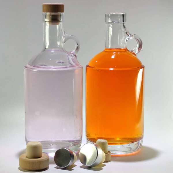 Wholesale 750ml round empty glass rum bottle with hook