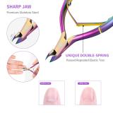 5Pcs Rainbow Color Manicure Set with Nail Clipper and Cuticle Remover